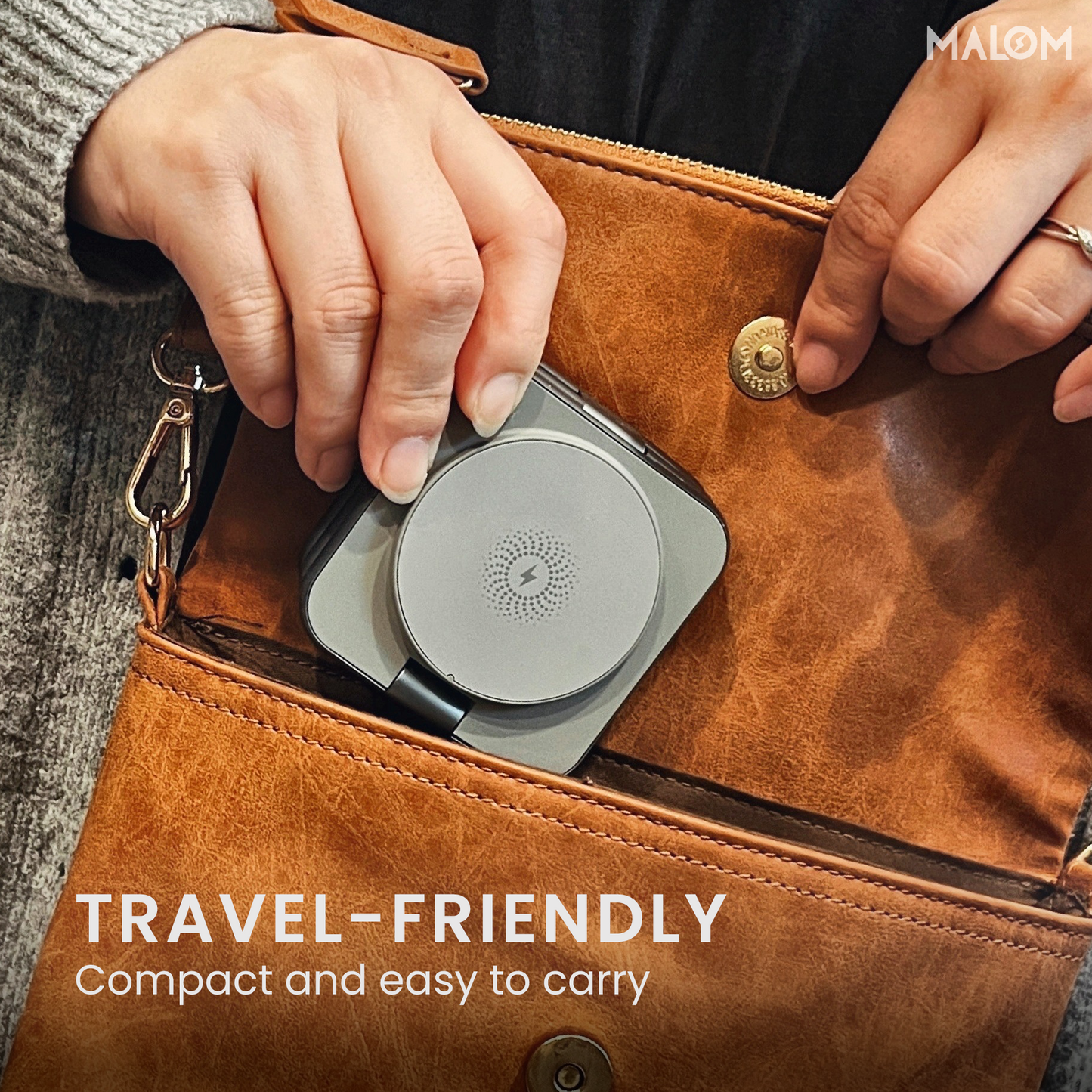 MALOM S21 Aluminum 3 in 1 Magnetic Fordable Wireless Charger-Titanium