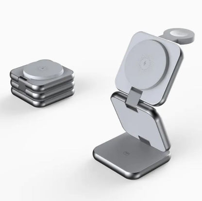 MALOM S21 Aluminum 3 in 1 Magnetic Fordable Wireless Charger-Titanium
