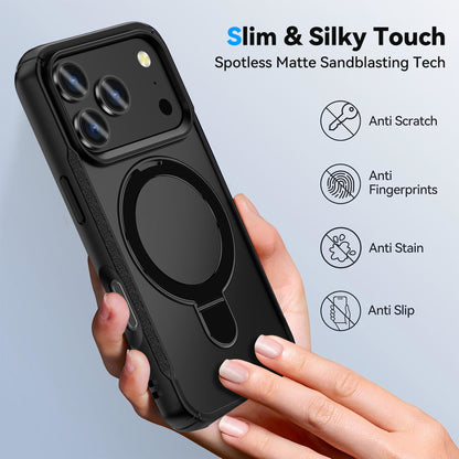 MALOM Kickstand Case for iPhone 17 Series – Slim Shockproof Anti-Fingerprint Cover with 2 Screen Protectors