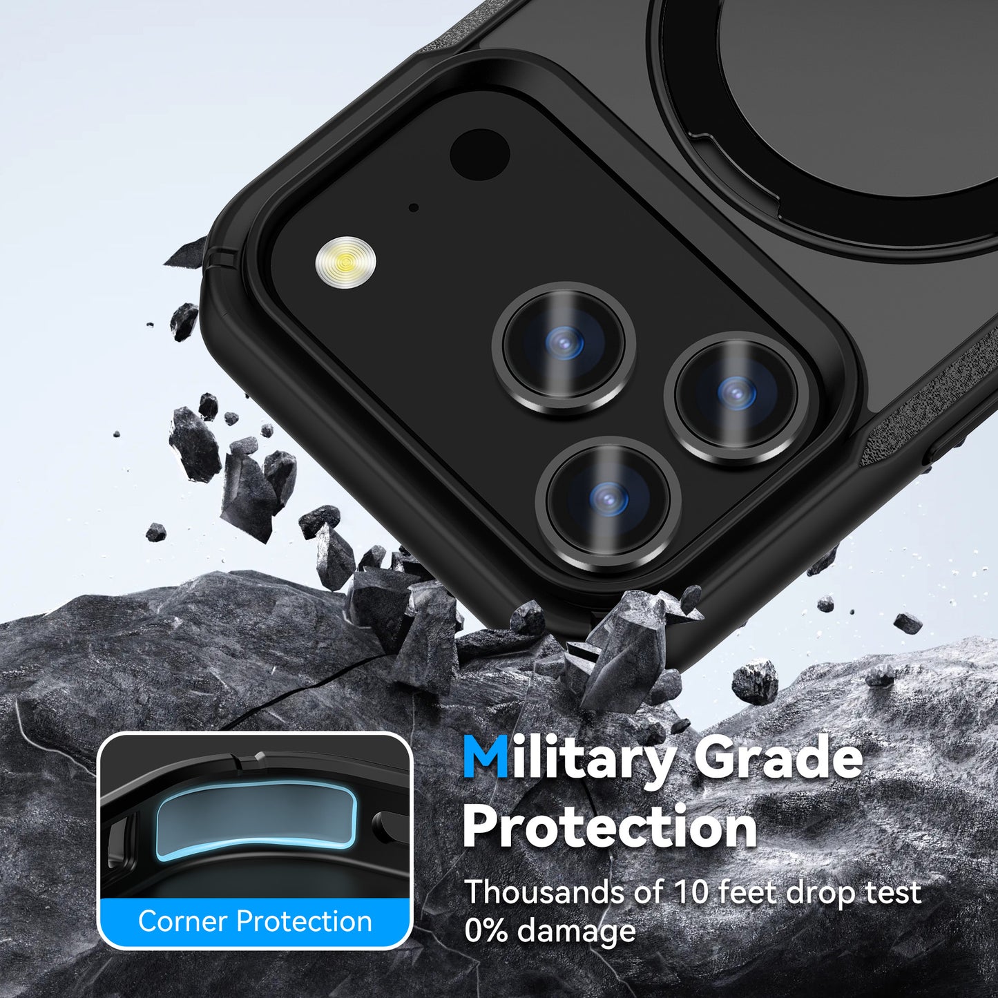 MALOM Kickstand Case for iPhone 17 Series – Slim Shockproof Anti-Fingerprint Cover with 2 Screen Protectors