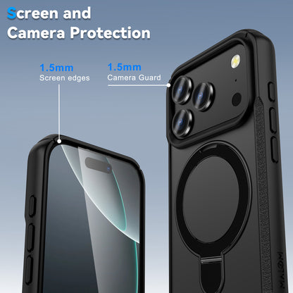 MALOM Kickstand Case for iPhone 17 Series – Slim Shockproof Anti-Fingerprint Cover with 2 Screen Protectors