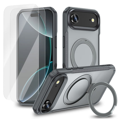MALOM Kickstand Case for iPhone 17 Series – Slim Shockproof Anti-Fingerprint Cover with 2 Screen Protectors