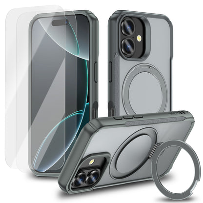 MALOM Kickstand Case for iPhone 17 Series – Slim Shockproof Anti-Fingerprint Cover with 2 Screen Protectors