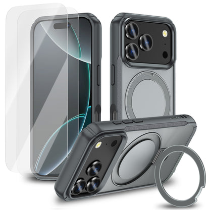 MALOM Kickstand Case for iPhone 17 Series – Slim Shockproof Anti-Fingerprint Cover with 2 Screen Protectors