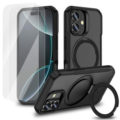 MALOM Kickstand Case for iPhone 17 Series – Slim Shockproof Anti-Fingerprint Cover with 2 Screen Protectors