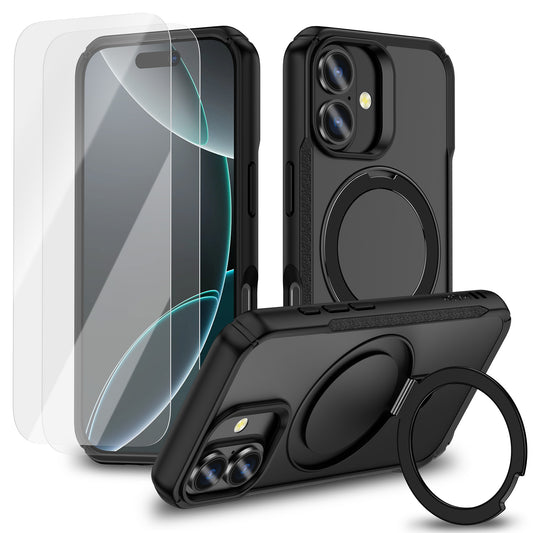 MALOM Kickstand Case for iPhone 17 Series – Slim Shockproof Anti-Fingerprint Cover with 2 Screen Protectors