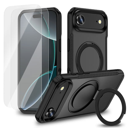 MALOM Kickstand Case for iPhone 17 Series – Slim Shockproof Anti-Fingerprint Cover with 2 Screen Protectors