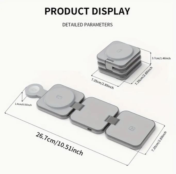 MALOM S21 Aluminum 3 in 1 Magnetic Fordable Wireless Charger-Titanium