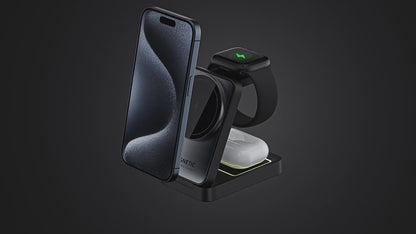 MALOM W91 3-in-1 Foldable Magnetic Wireless Charging Station-White